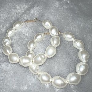 Large Pearl Hoops (about 2.5”)